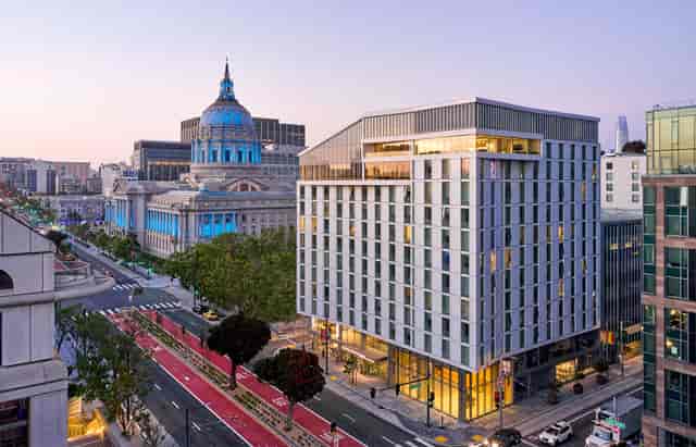 Modern venue for events, featuring contemporary design near iconic landmarks.