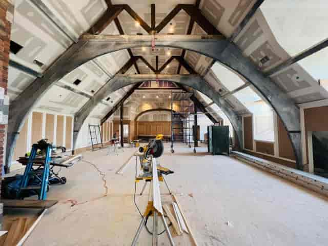Spacious under-construction private dining room at Village Hall Tavern for events.