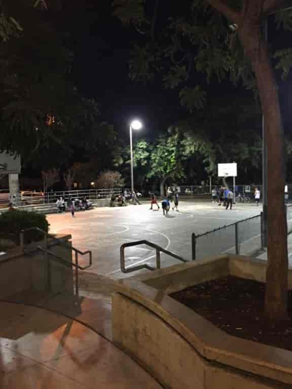 Vibrant outdoor basketball court at Lemon Grove Recreation Center, ideal for events and tournaments.