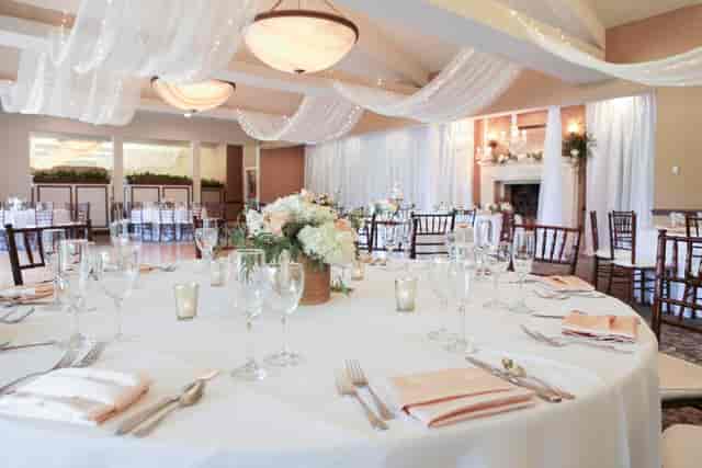 Elegant banquet room at Friendly Hills Country Club, perfect for weddings and formal events.