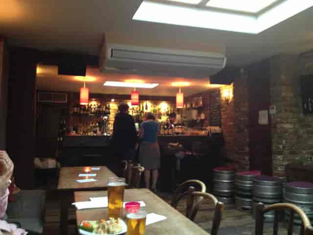 Cozy bar venue with warm lighting, ideal for networking events and informal meetings.