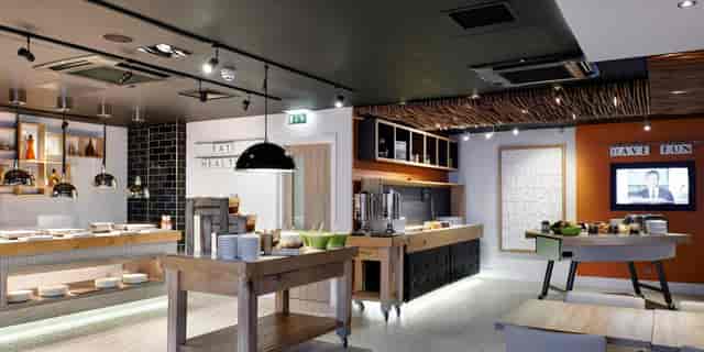 Modern buffet setup at Holiday Inn Brentford for meetings and events.