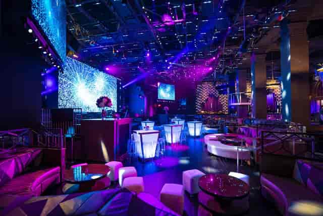 VIP tables in Parq Nightclub, vibrant event space for cocktail receptions and parties.