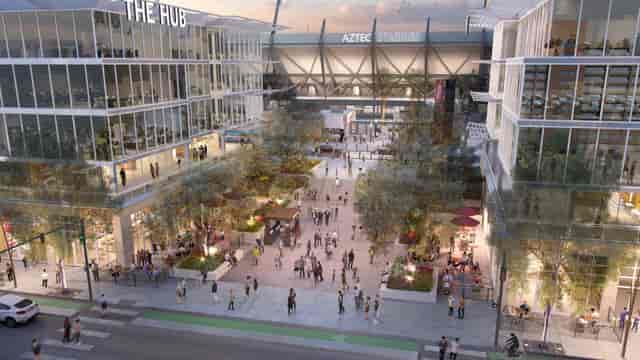 J1772 outdoor venue near Aztec Stadium, ideal for events and gatherings.
