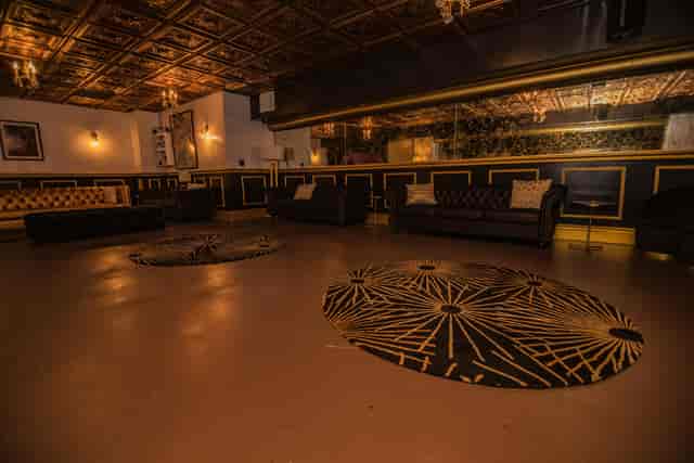 Main Ballroom at Hollywood Palladium with elegant leather seating for events and gatherings.
