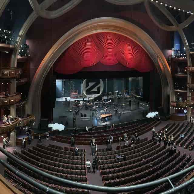 Mezzanine at Hollywood Palladium, elegant theater setup for conferences and performances.