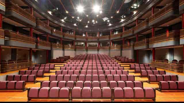 Keck Auditorium at Charles R. Drew University, tiered seating for conferences and presentations.