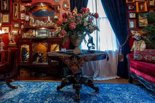 Dining room at Historic Harris House, vintage decor for intimate gatherings and events.