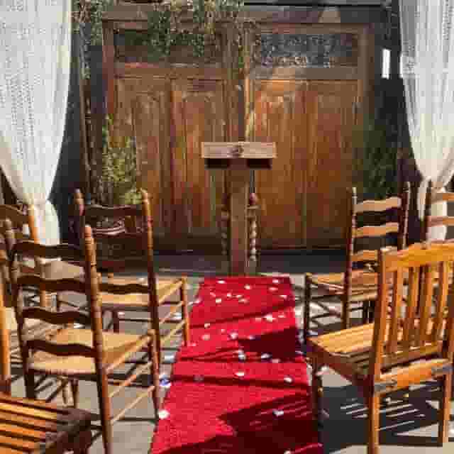 Hitching Post Barn Wedding Backdrop