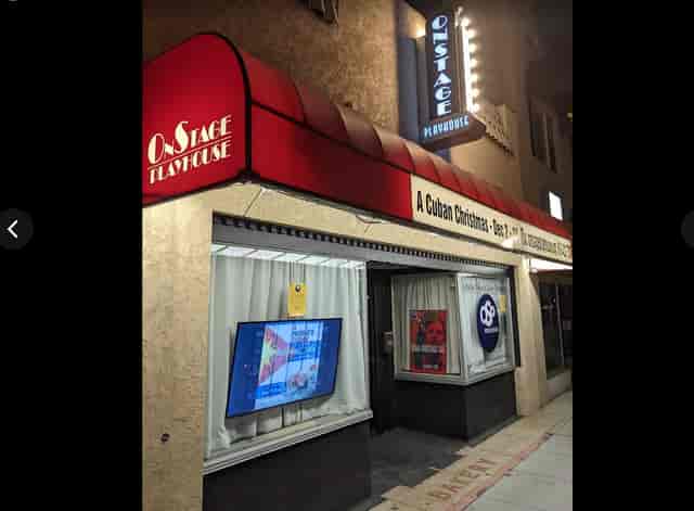 Charming On Stage Playhouse entrance with marquee, ideal for performances and gatherings.