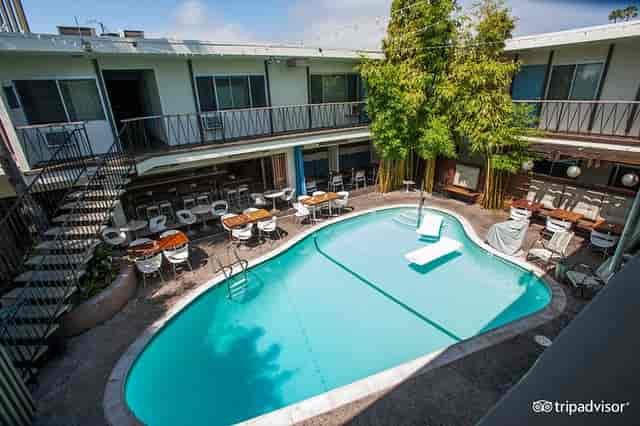 Pool Deck at The Pearl Hotel with central pool, ideal for networking and social events.