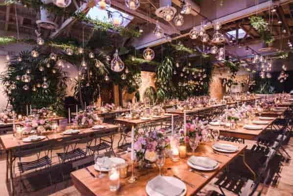 Elegant Grand Hall at Millwick, perfect for weddings and corporate events with floral decor.