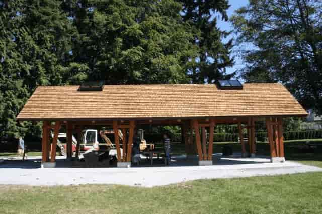 Spacious picnic shelter in John S. Simms Park, perfect for outdoor events and gatherings.