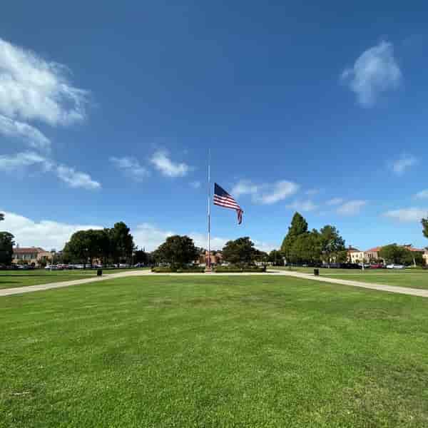 Ingram Plaza at Liberty Station, spacious lawn, ideal for events and gatherings.