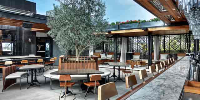 Rooftop patio at Kettner Exchange, stylish event space for networking and gatherings.