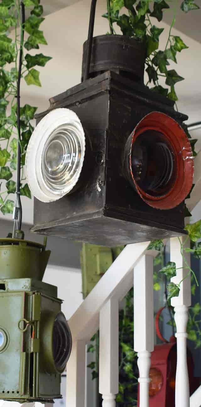 Vintage lantern decor in The Mezzanine at The Railway Inn for events and meetings.