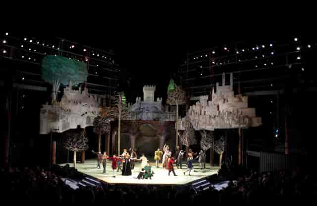 Lowell Davies Festival Theatre stage with immersive set design for events and performances.