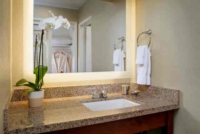 William D. Evans Sternwheeler restroom with modern decor for events and guest comfort.