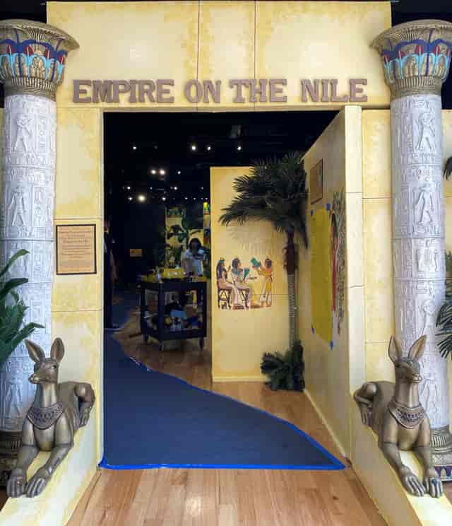 Nature Walk gallery entrance with vibrant Egyptian decor for events in La Habra.