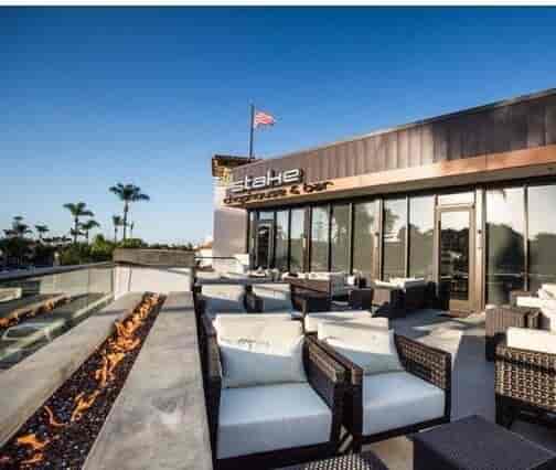 Stylish outdoor venue at Stake Chophouse for cocktail receptions and gatherings.