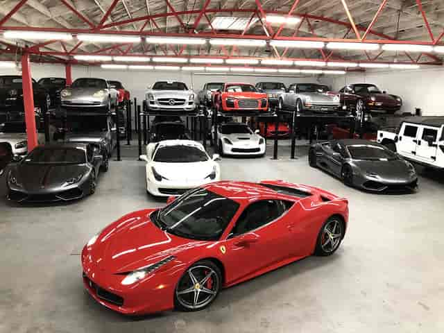 High-end car showroom at Veloce Motors for luxury events and brand launches.