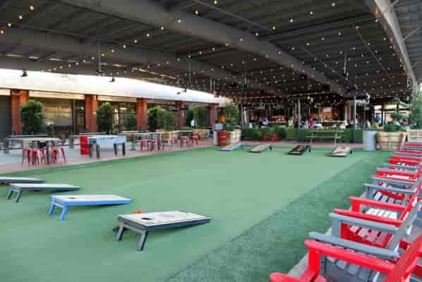 Outdoor event space in Phoenix with turf, ideal for team-building and casual gatherings.