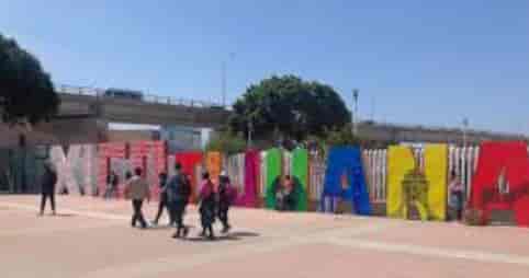 Colorful backdrop at ECSSD for community gatherings and outdoor events.