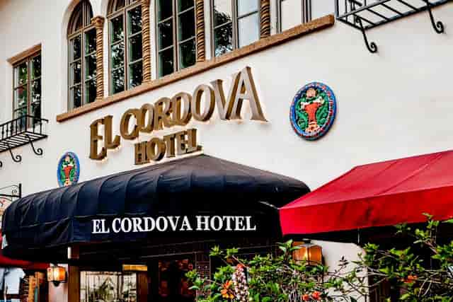 Spanish Courtyard at El Cordova Hotel, ideal venue for meetings and events.