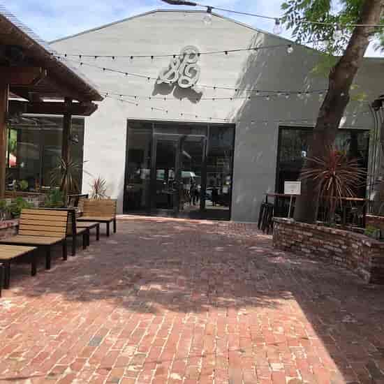 Patio at SP2 Bar: inviting outdoor space with string lights for casual events.
