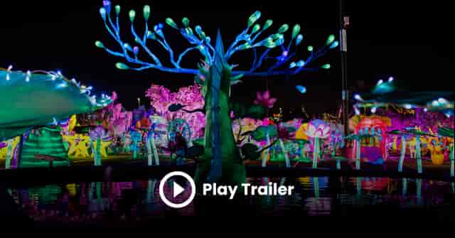 Vibrant outdoor event space with artistic installations for festivals and gatherings.