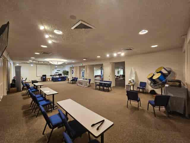 Fireside event space at NASA Ames, set up for collaborative meetings and workshops.