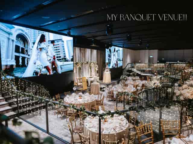 Elegant banquet venue with floral decor, ideal for weddings and corporate events.