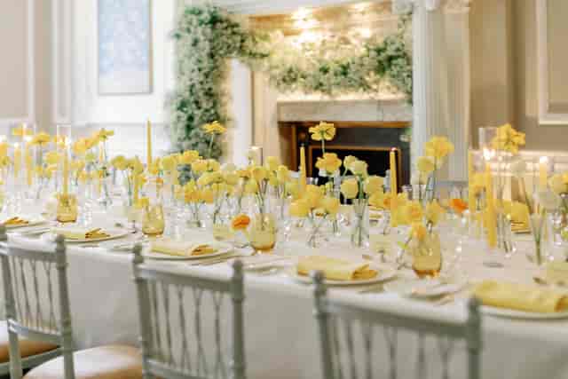 Elegant dining table in Brabourne Room, perfect for weddings and upscale events.