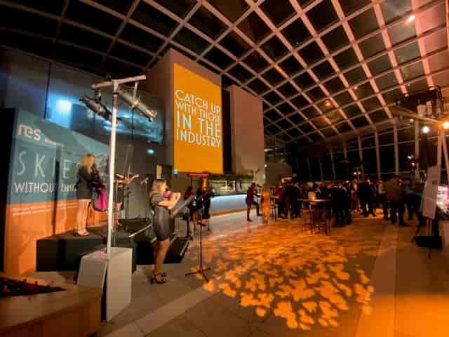City Garden in Sky Garden London, vibrant networking event with stylish setup and live entertainment.