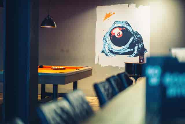 Vibrant private hire space with pool table for team-building events in Birmingham.