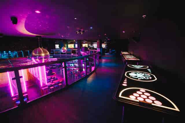"Vibrant event space in Boom Battle Bar Manchester for private hire, ideal for gatherings."