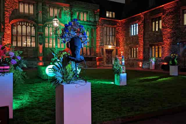 Illuminated Governors' Room at The Charterhouse, ideal for upscale outdoor receptions.
