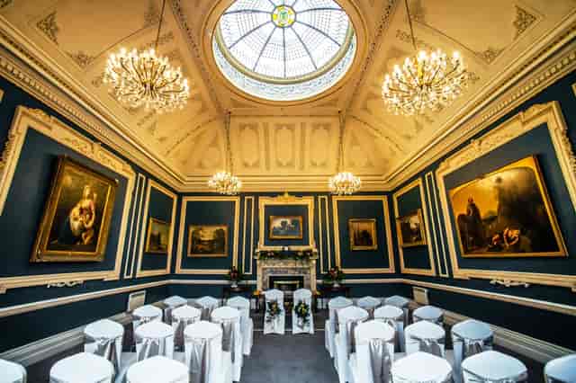 Elegant Main Hall in Stephen’s Green Club, ideal for formal events with high ceilings.