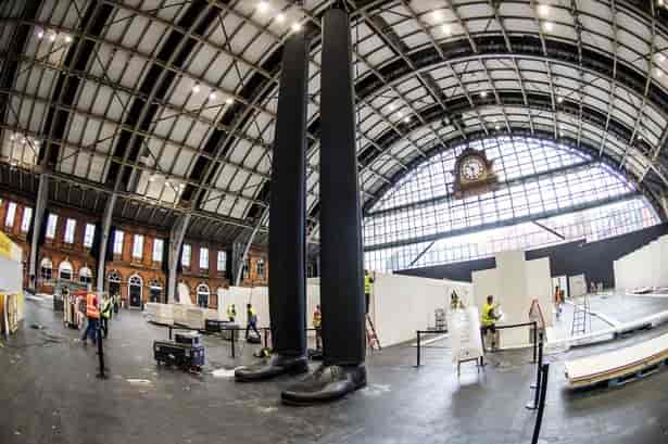 Manchester Central Convention Centre event setup with high ceilings and natural light.
