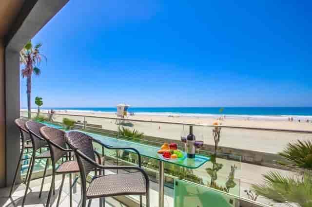 Bayside garden patio at Mission Beach Women's Club with ocean view, ideal for events.