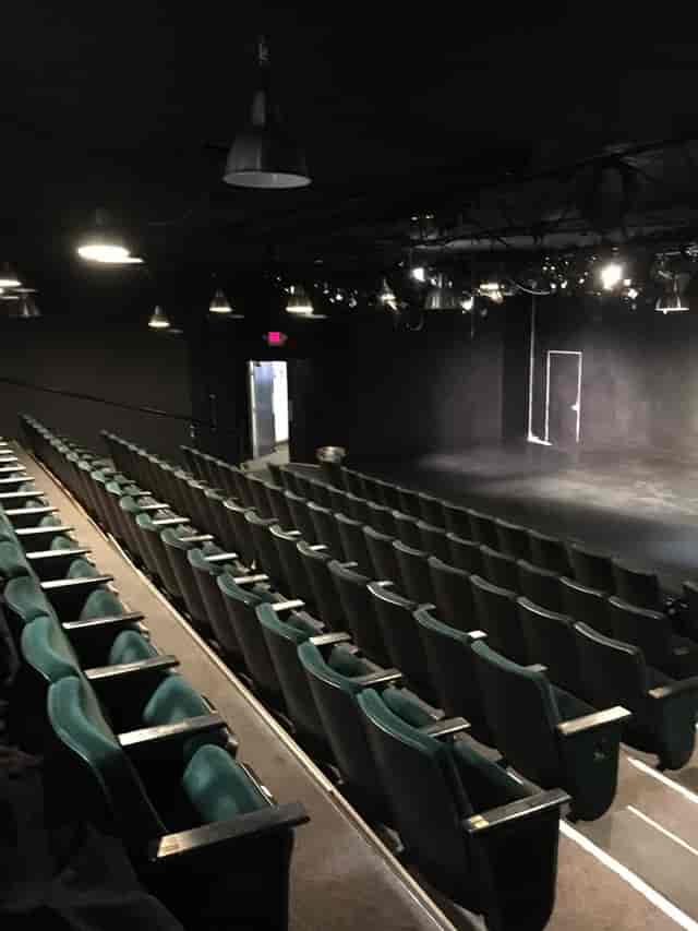 Black box theater at MOXIE Theatre, ideal for intimate performances and workshops.