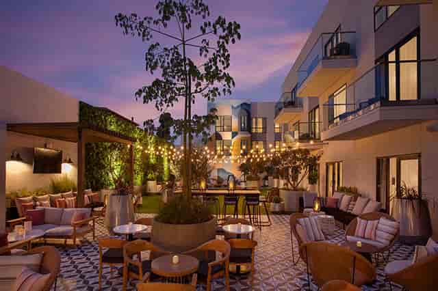 Outdoor event space at Westerly Public House with stylish seating for gatherings.