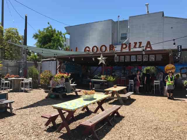 Vibrant Beer Garden at All Good Pizza, perfect for casual gatherings and events.