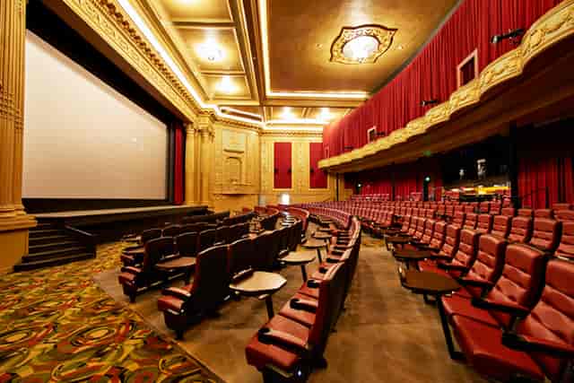 Elegant beer hall at Alamo Drafthouse, ideal for conferences and film screenings.