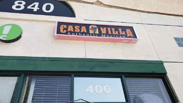 Casa Villa storefront, vibrant Mexican restaurant for casual gatherings and events.