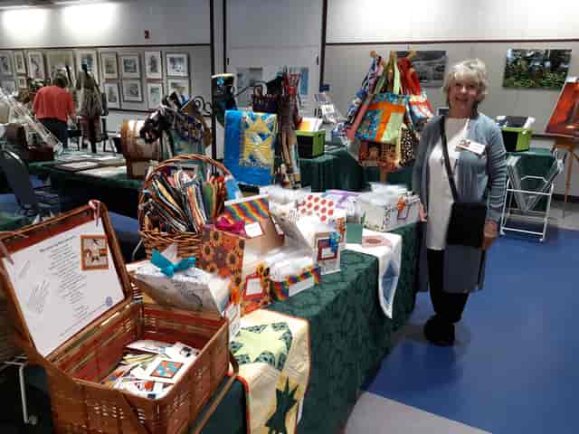 Artisans' Bazaar at First Congregational Church, showcasing colorful handmade crafts.