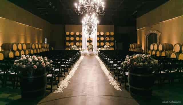 Indoor Estate Room at Palm Event Center, elegant chandeliers for weddings and gatherings.