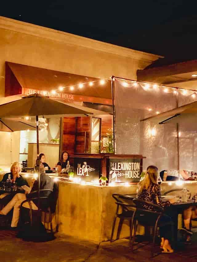 Vibrant outdoor patio at The Lexington House, perfect for gatherings and networking events.