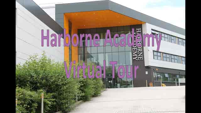 Modern Harborne Academy Atrium exterior, ideal for virtual tours and events.