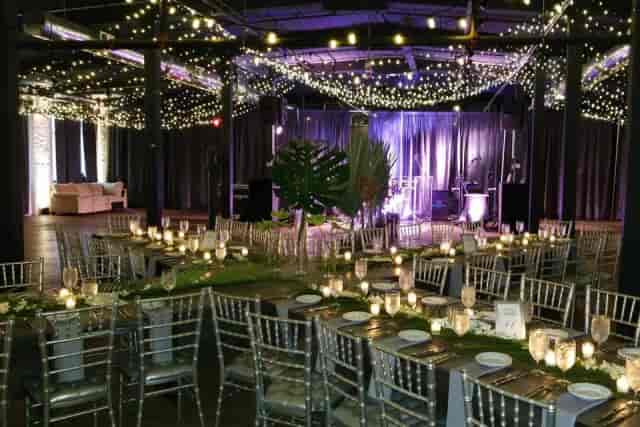 Elegant event space with fine china, perfect for private parties and celebrations.